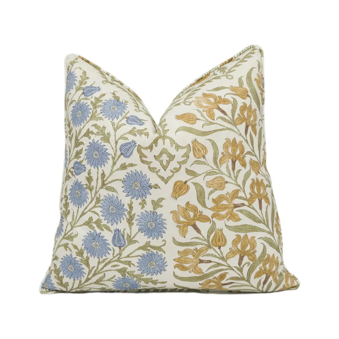 Oscar De La Renta X Lee Jofa - Sameera - Sapphire / Gold - Exotic Luxury Floral Designer Cushion ... | Etsy (US)