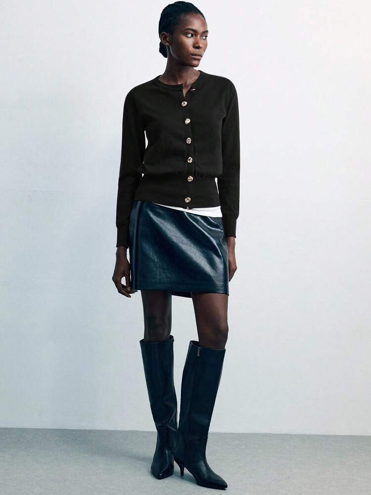 Maija Women's Solid Color Long Sleeve Casual Knitted Cardigan, Autumn/Winter,Fall,Cozy Fall And Winter Clothes For Women | SHEIN