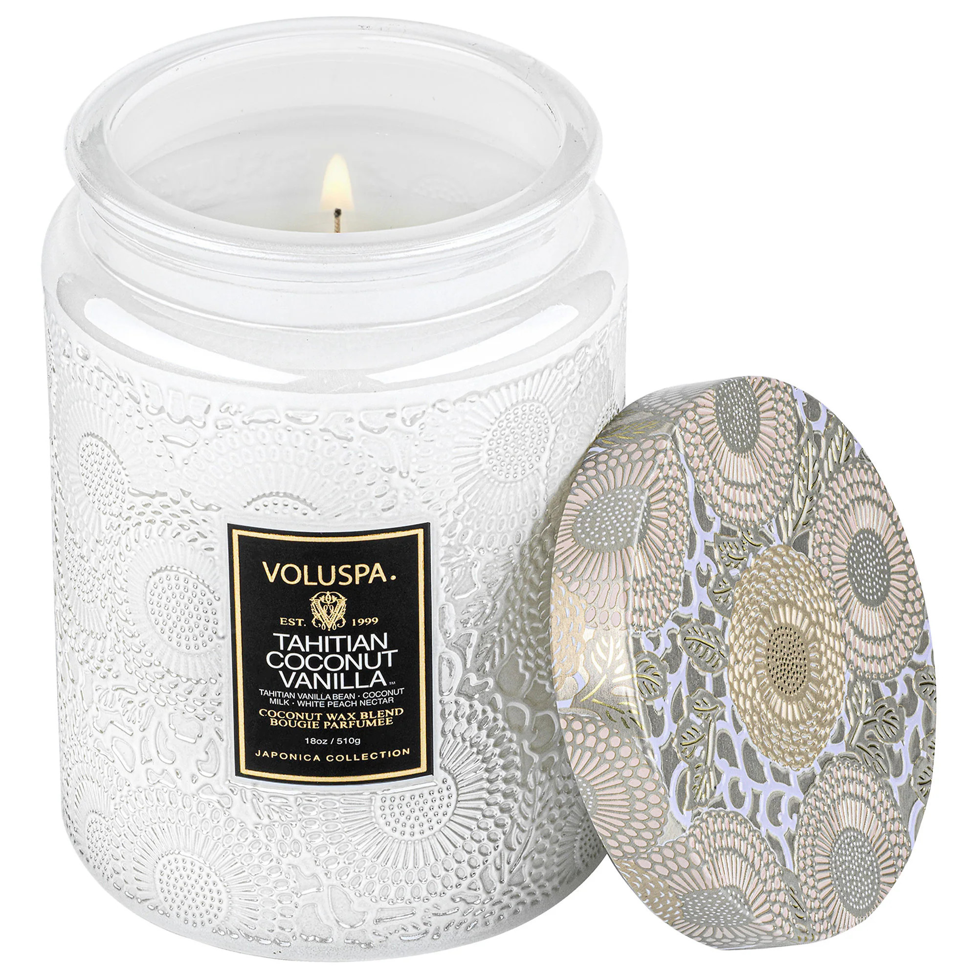 VOLUSPA Tahitian Coconut Vanilla Glass Jar Candle 18 oz/ 510 g | Sephora (US)