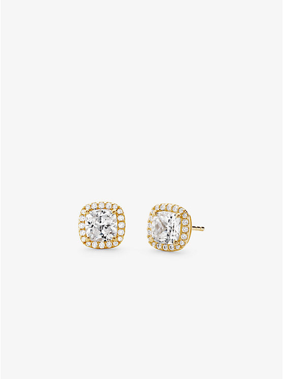 Precious Metal-Plated Sterling Silver Pavé Stud Earrings | Michael Kors US