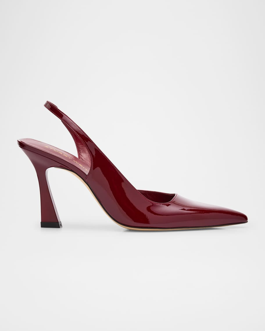 Stuart Weitzman Vinnie D'Orsay Patent Leather Slingback Pumps | Neiman Marcus