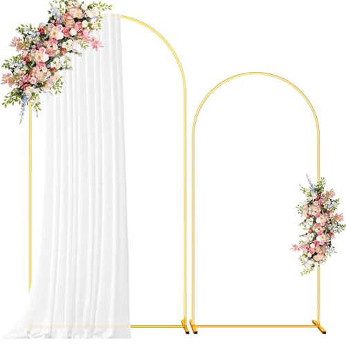 Metal Arch Backdrop Stand, 7.2FT+6FT Wedding Arch Backdrop Stand, Set of 2 Gold Metal Arch Backdrop Stand, Wedding Arch Frame for Wedding Birthday Party Baby Shower Graduation Ceremony Decor | Amazon (US)