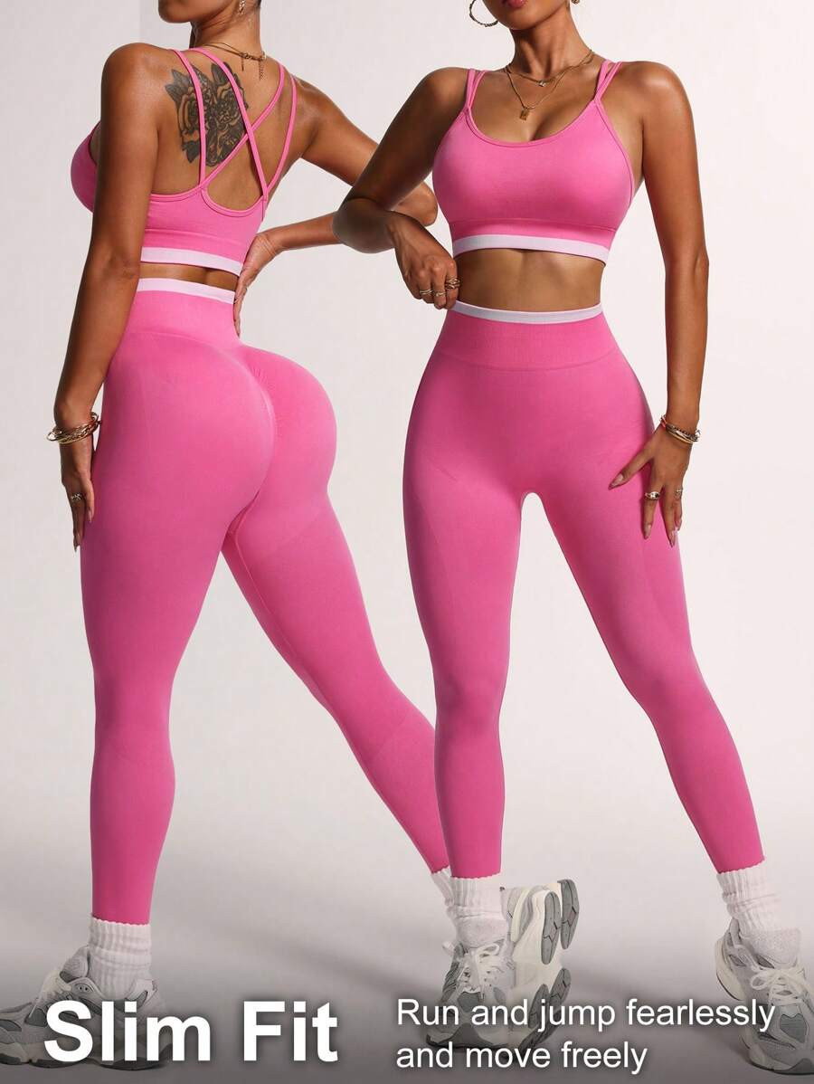 Seamluxe SHEIN Sport Women's Contrast Trim Camisole And Leggings Sports Set | SHEIN