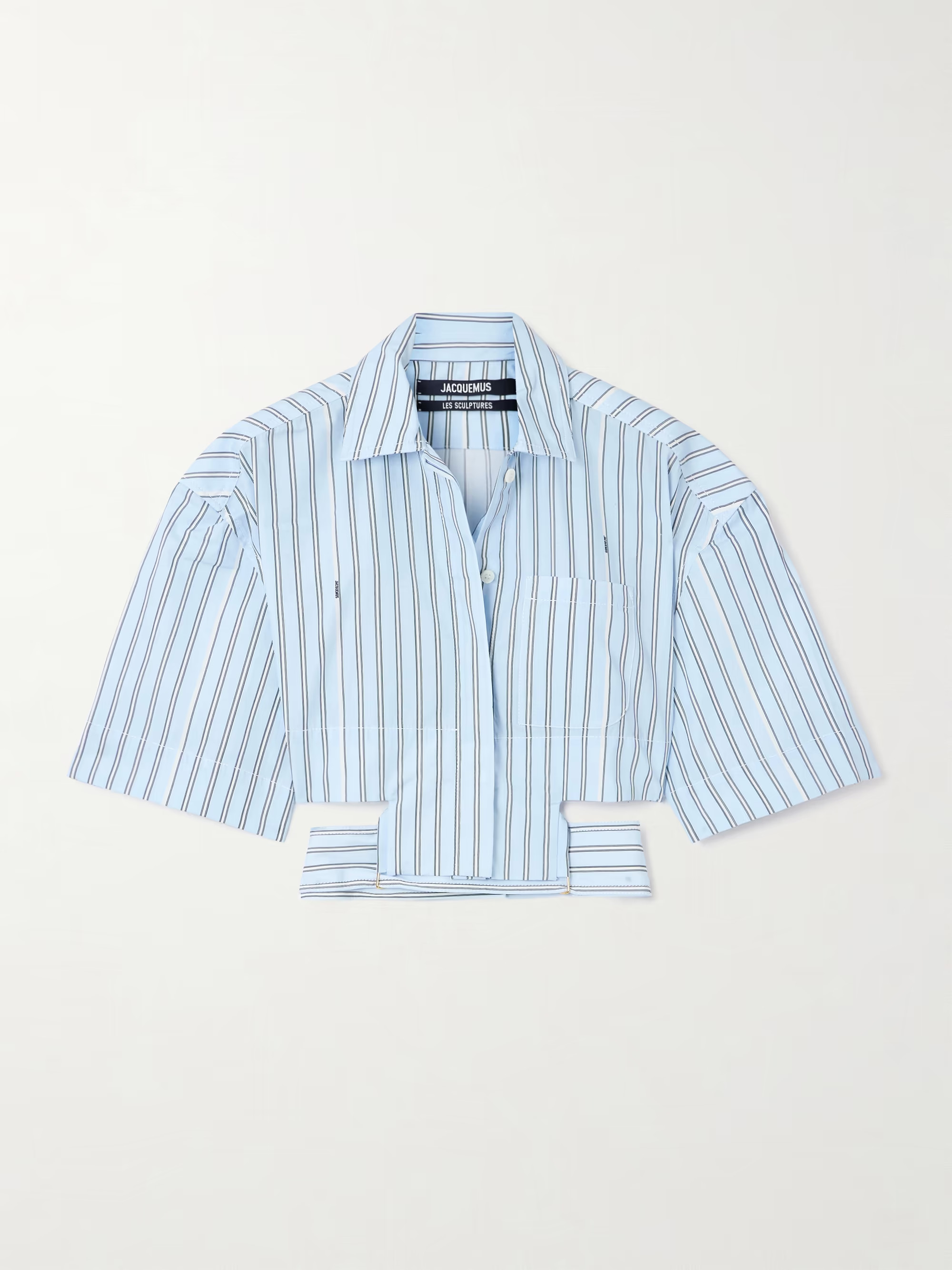 JACQUEMUS Bari cropped cutout striped cotton-poplin shirt | NET-A-PORTER | NET-A-PORTER (US)