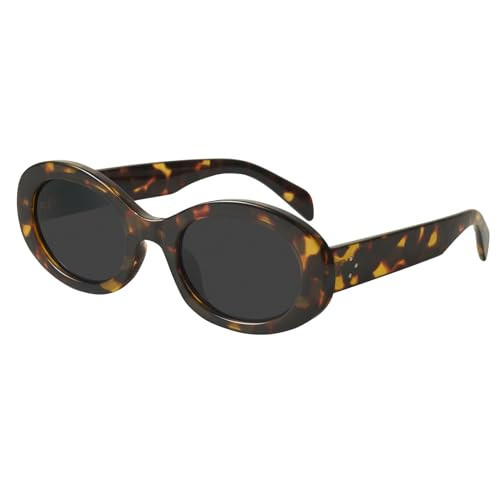 mosanana Oval Retro Trendy Sunglasses for Women Cute Sunnies 90s Style Fashion Shades Tortoise MS52371 | Amazon (US)