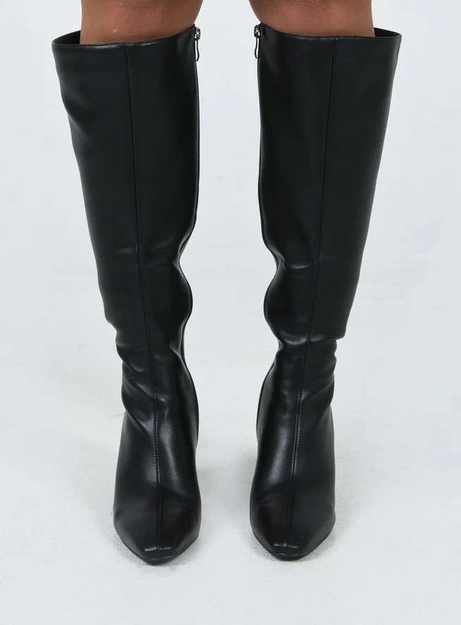 Sawyer Knee High Boots Black | Princess Polly US