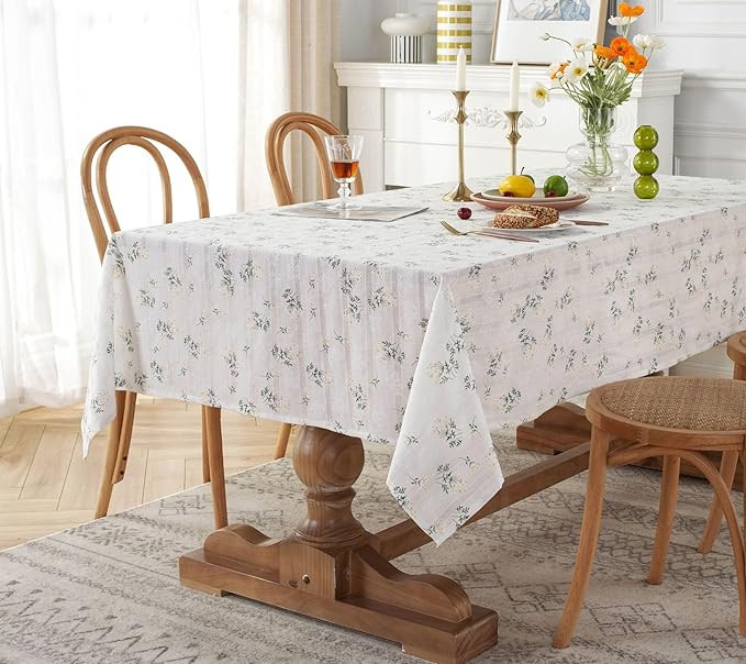 Cotton Spring Lilac Flower Pattern Jacquard Rectangle Tablecloth Farmhouse Decorative Washable Ta... | Amazon (US)