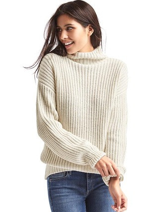 Gap Women Funnel Neck Shaker Sweater Size L Tall - Snow cap | Gap US