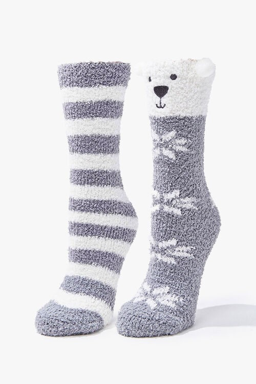 Fuzzy Knit Crew Socks Set | Forever 21 (US)
