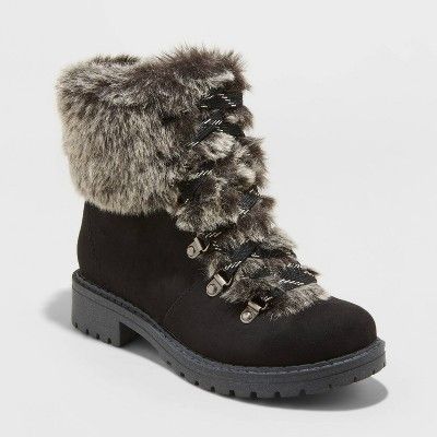 Women's Lilliana Microsuede Faux Fur Lace-Up Boots - Universal Thread™ | Target