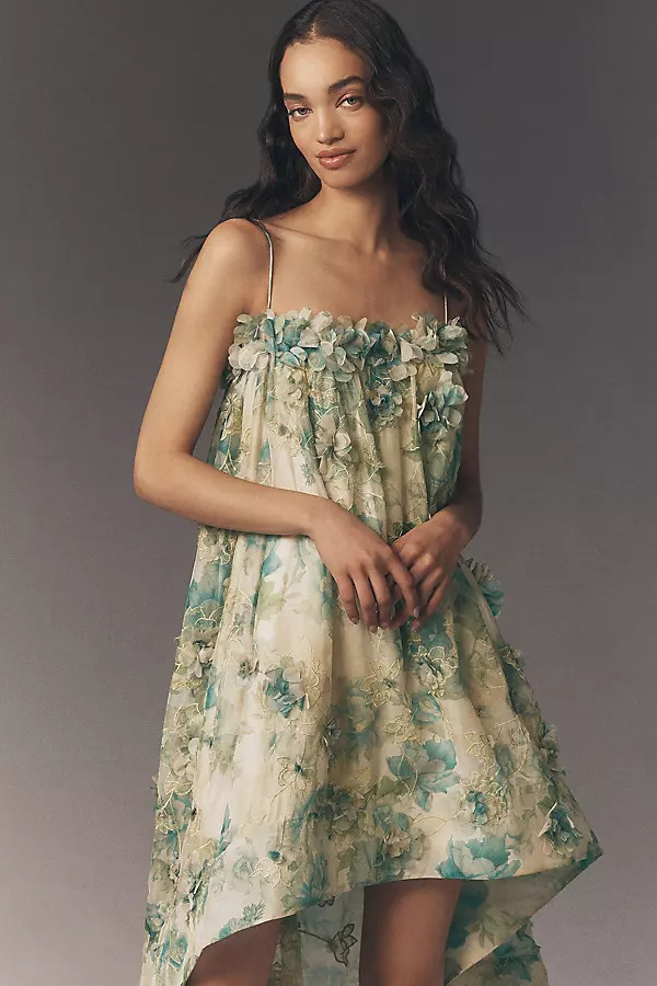 3-D Floral High-Low Hem Dress | Anthropologie (US)