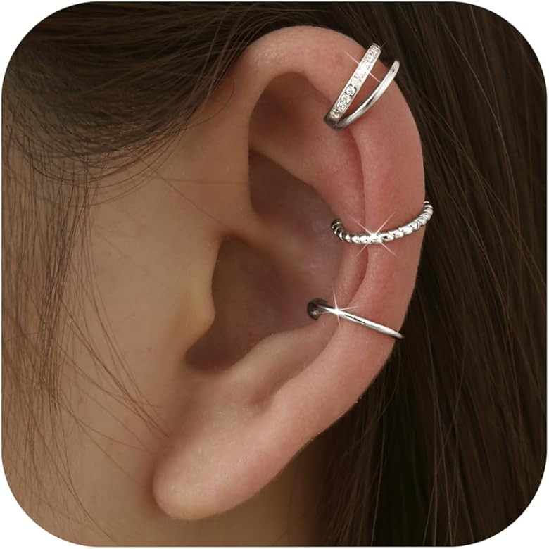 Fansilver 3Pcs Ear Cuff Earrings for Women Non Piercing14K Gold Plated Ear Cuffs Clip on Cartilag... | Amazon (US)