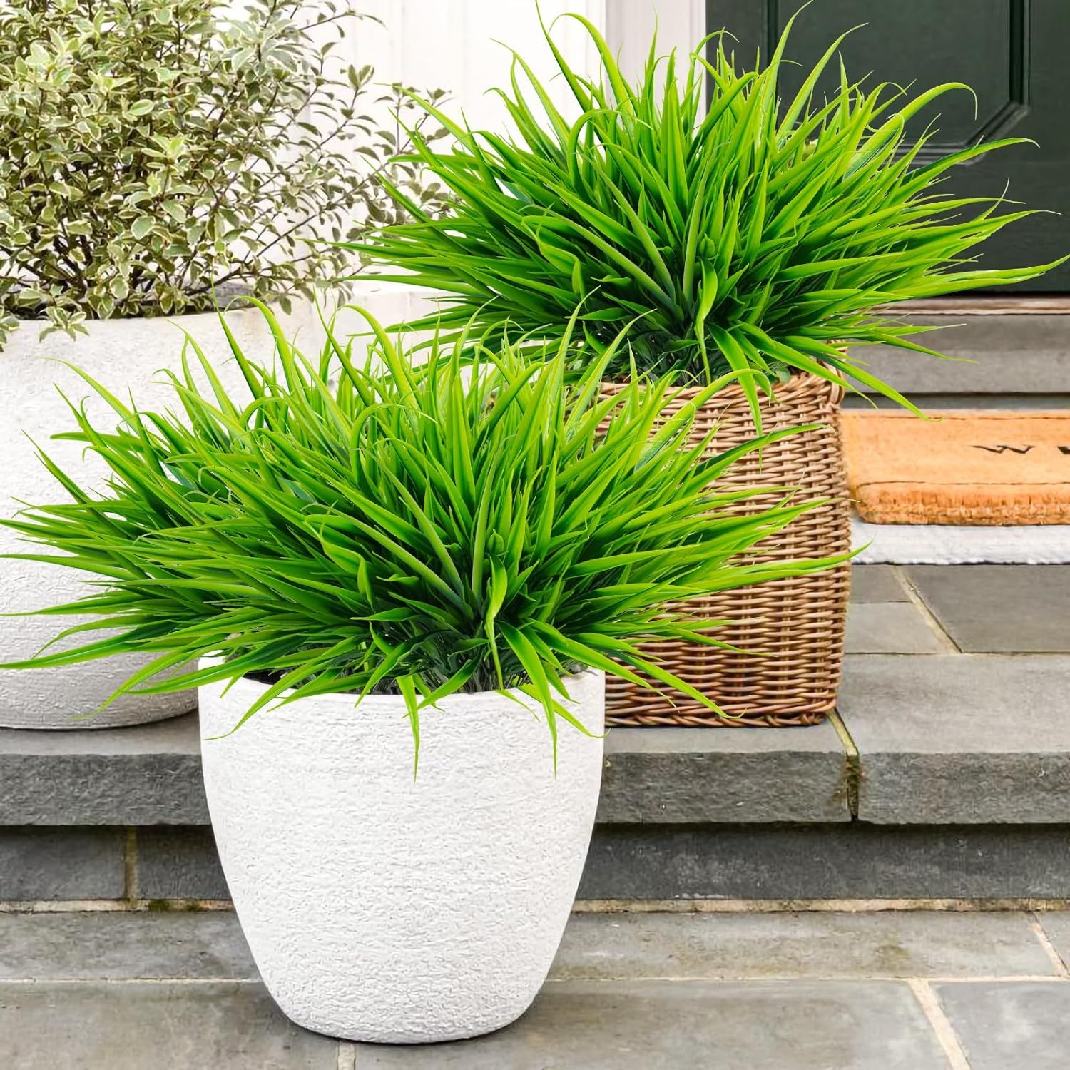 12 Bundles Artificial Outdoor Plants UV Resistant Fake Grass Plants Faux Plastic Plants Greenery ... | Amazon (US)