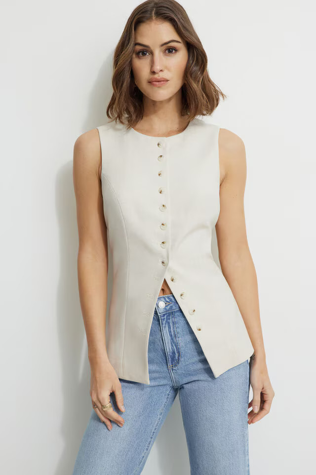 Round Neck Flyaway Vest | Dynamite Clothing