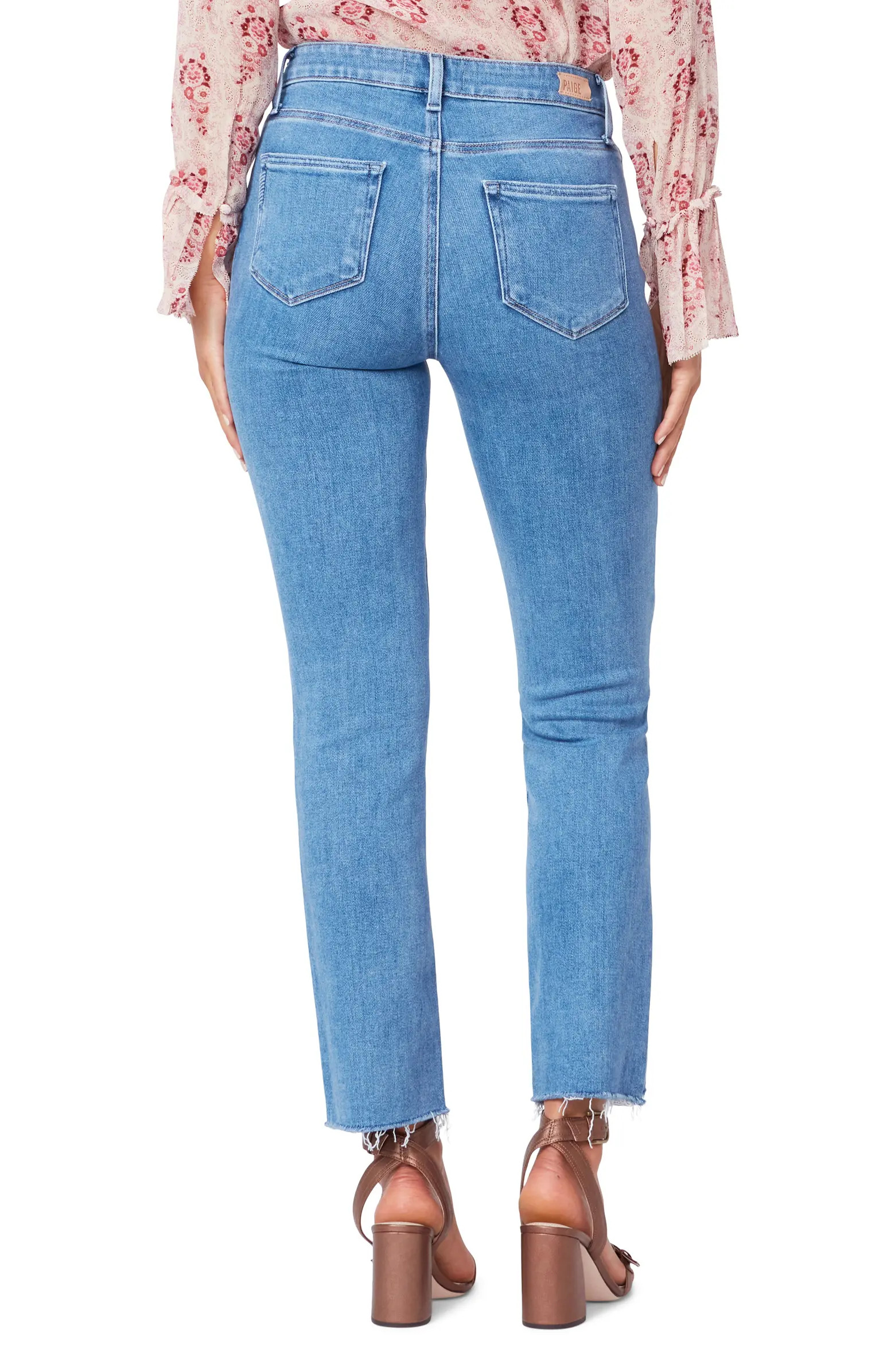 Cindy High Waist Stringy Raw Hem Ankle Straight Leg Jeans | Nordstrom