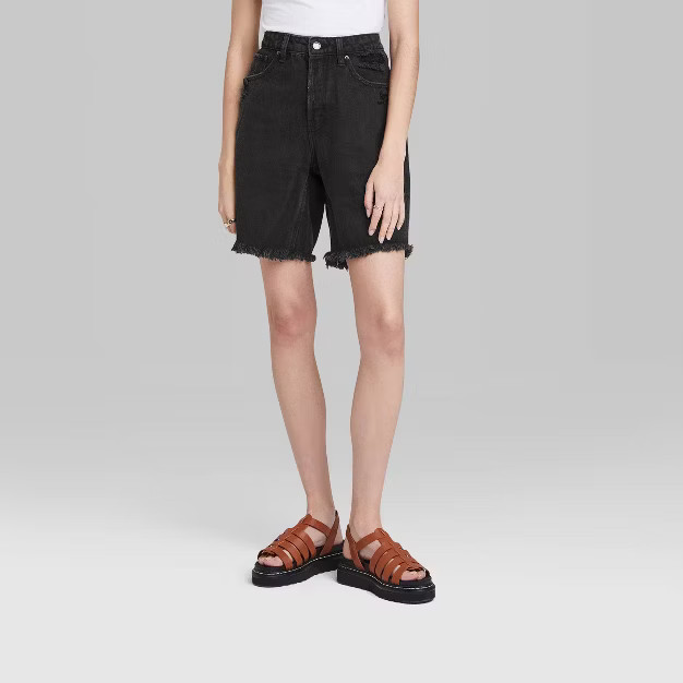 Women's High-Rise Wide Leg Bermuda Jean Shorts - Wild Fable™ | Target