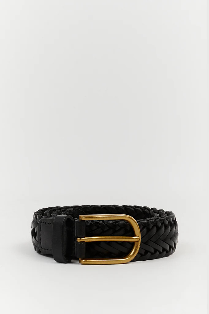 ALFIE BLACK BRAIDED LEATHER BELT | DISSH