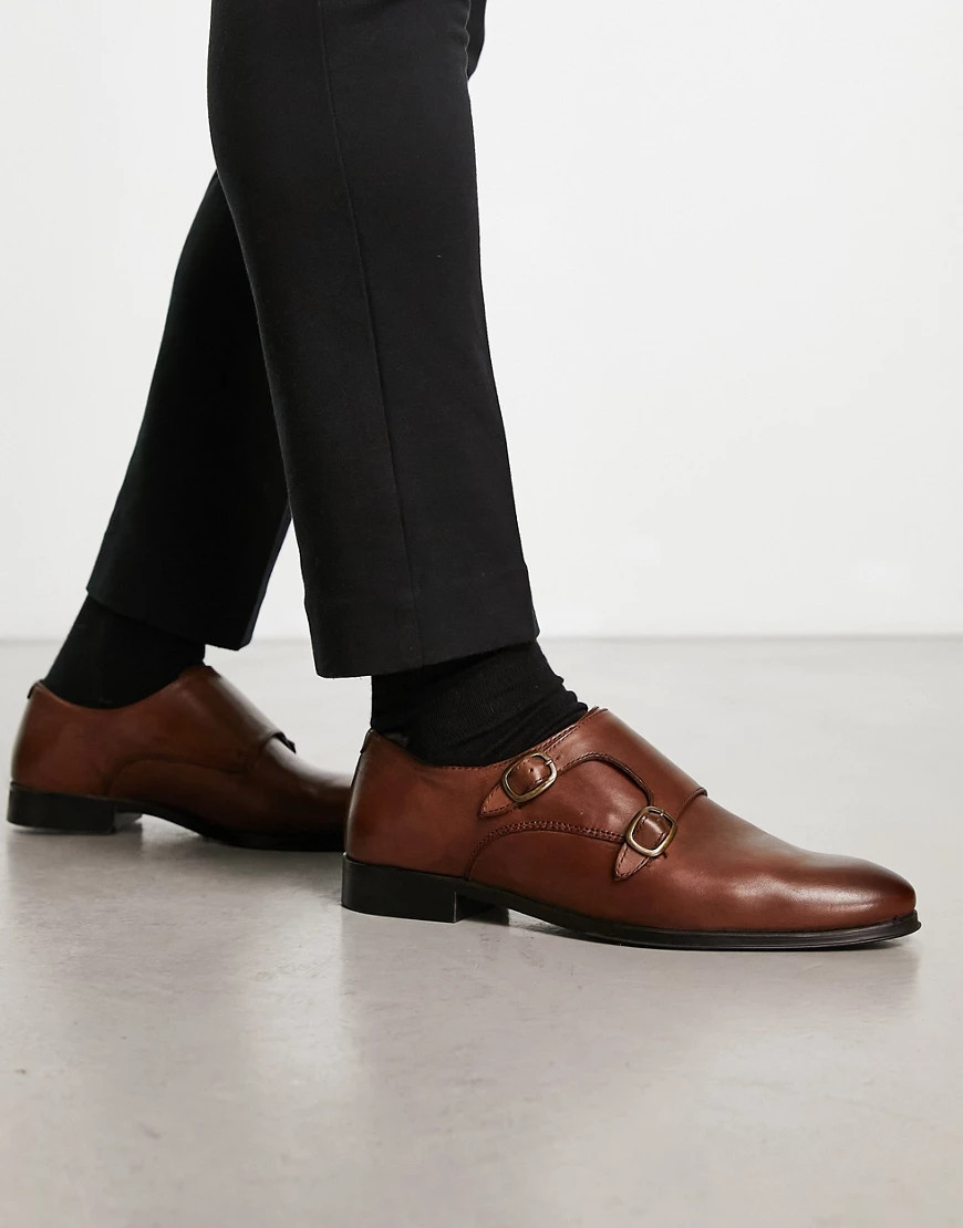 ASOS DESIGN monk shoe in brown leather | ASOS (Global)