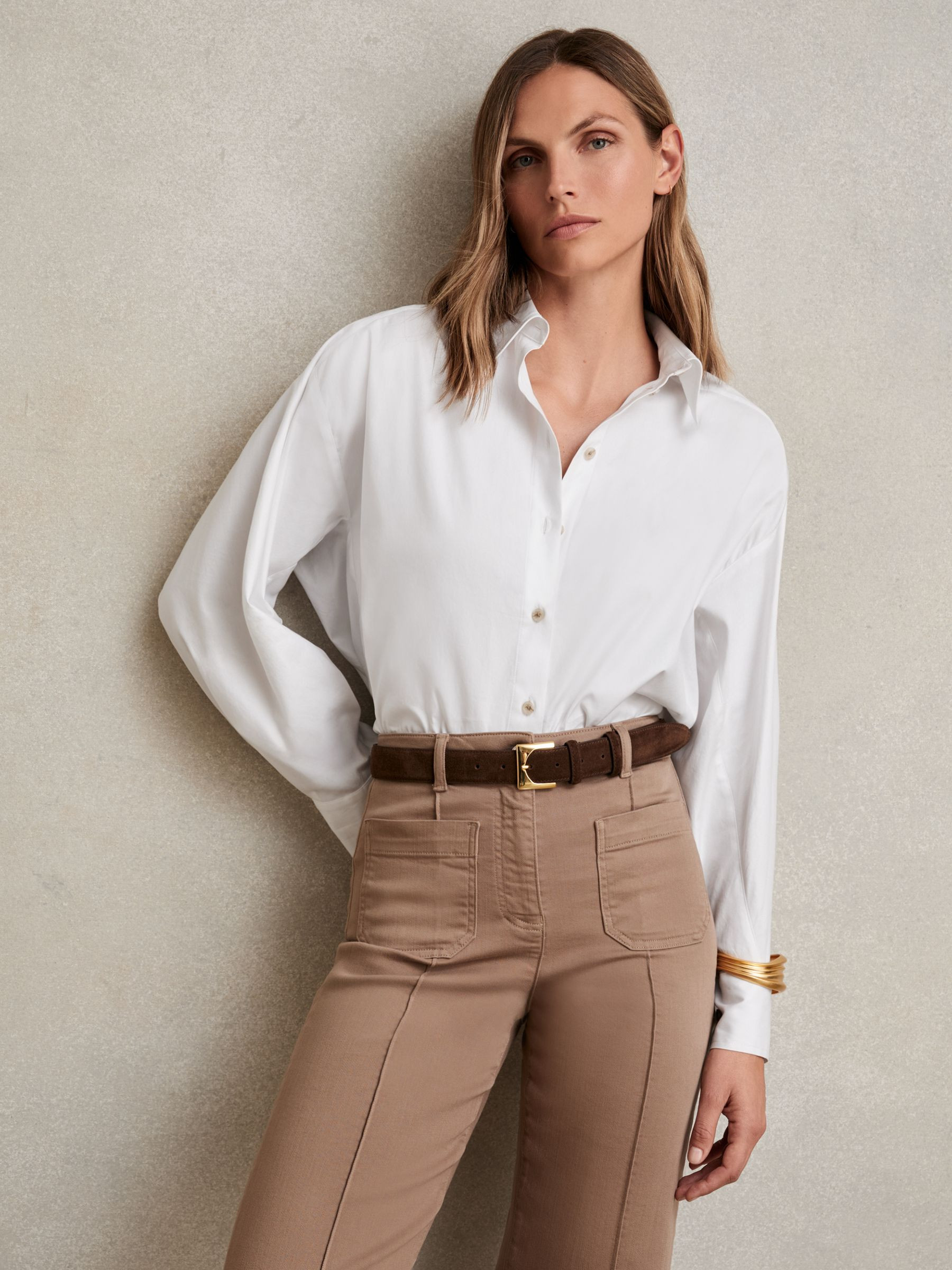 Reiss Cotton Button Through Oxford Shirt in White - REISS | Reiss UK