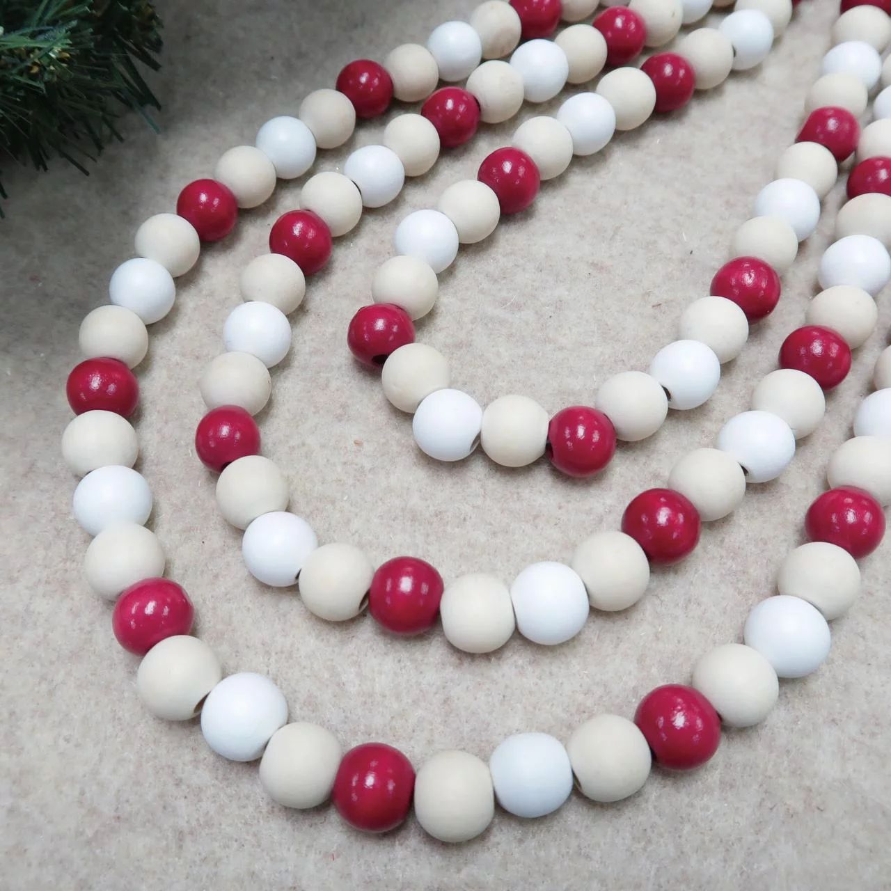 Holiday Time Red, White, and Natural Wood Bead Garland, 12' - Walmart.com | Walmart (US)