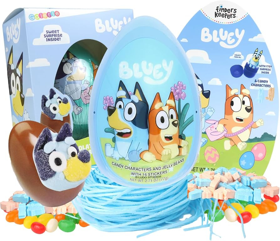 Bluey Easter Candy Gift Basket FIllers, Edible Grass, Jumbo Egg, Chocolate Ball with Marshmallow,... | Amazon (US)
