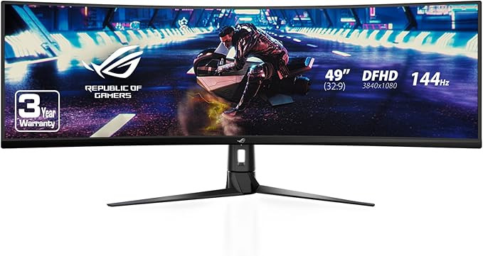Asus ROG Strix XG49VQ 49” Curved Gaming FreeSync Monitor 144Hz Dual Full HD HDR Eye Care with D... | Amazon (US)