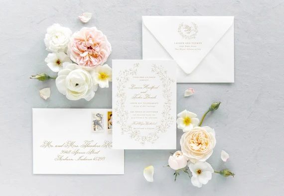 Printed Wedding Invitation Suite, Classic Wedding Invite, Timeless Wedding Invitation with Wax Se... | Etsy (US)