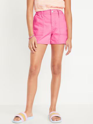 Elasticized High-Waisted Utility Jean Shorts for Girls | Old Navy (US)