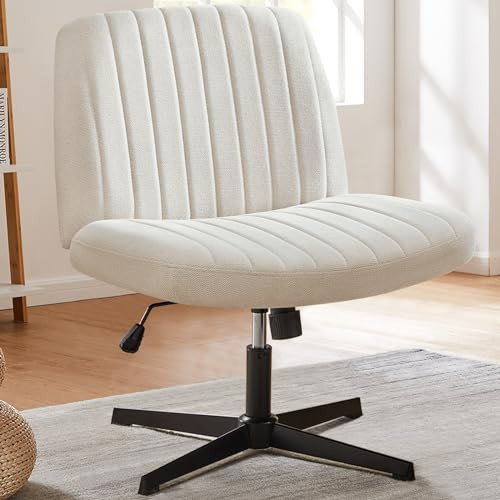 DUMOS Criss Cross Chairs, Armless Office Desk No Wheels Swivel Padded Wide Seat Modern Height Adjustable Mid Back Task Vanity Seating for Home Office Bedroom Computer | Amazon (US)
