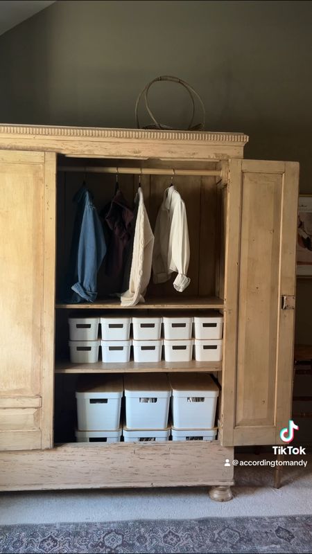 Organize my armoire with me! I have the small and large bins linked! 

Organization bins / closet organization 

#LTKhome #LTKfindsunder50