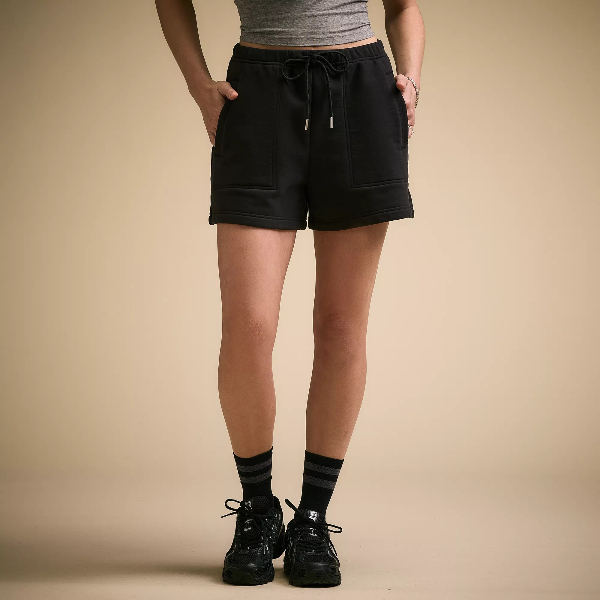 CALIA Women's Washed Cotton High Rise Shorts, Small, Pure Black | DICK'S Sporting Goods
