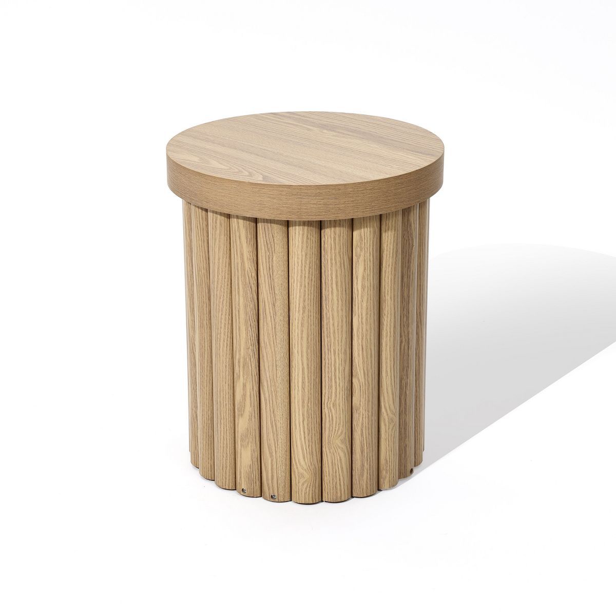 LuxenHome Brown Wood Fluted Round Side Table | Target