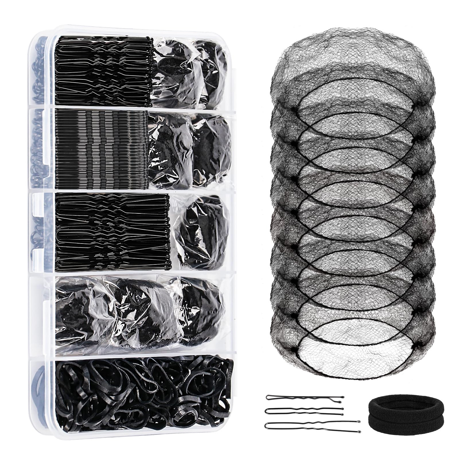 Hair Pins and Hair Net for Buns,Dance Hair Accessories Kit with 100 U-shaped Pins, 50 Bobby Pins,... | Amazon (US)