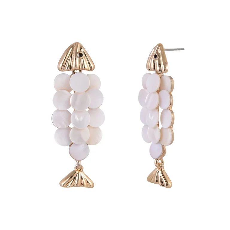 Time and Tru Goldtone Fish with Faux Shell Scales Earring | Walmart (US)