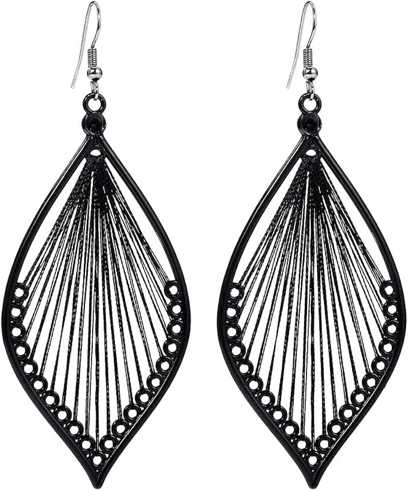 Fdesigner Boho Woven Geometric Earrings Drop Black Jewelry Fashion Silk Earring Dangle for Women ... | Amazon (US)