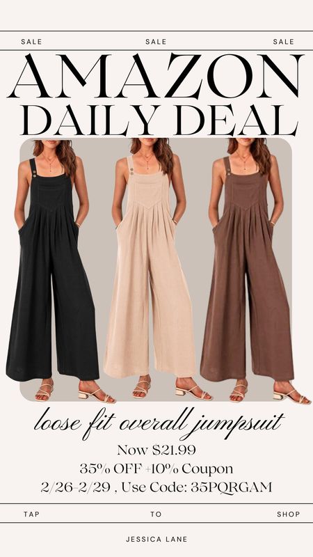 Amazon daily deal, save with the coupon provided on this casual, loose fit overall jumpsuit. Women's fashion, Amazon Fashion, overall jumpsuit, wide leg jumpsuit, casual summer style, pretty garden fashion

#LTKSeasonal #LTKsalealert #LTKstyletip