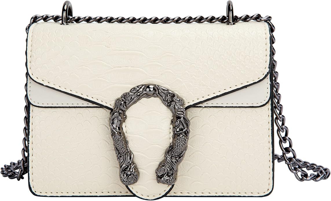 Stylish Chain Satchel Handbags For Women - Luxury Snakeskin Print Leather Shoulder Crossbody Bag ... | Amazon (US)