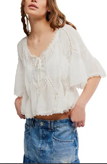 Free People Michelle Lace Trim Top in Clean Ivory at Nordstrom Rack, Size X-Small | Nordstrom Rack