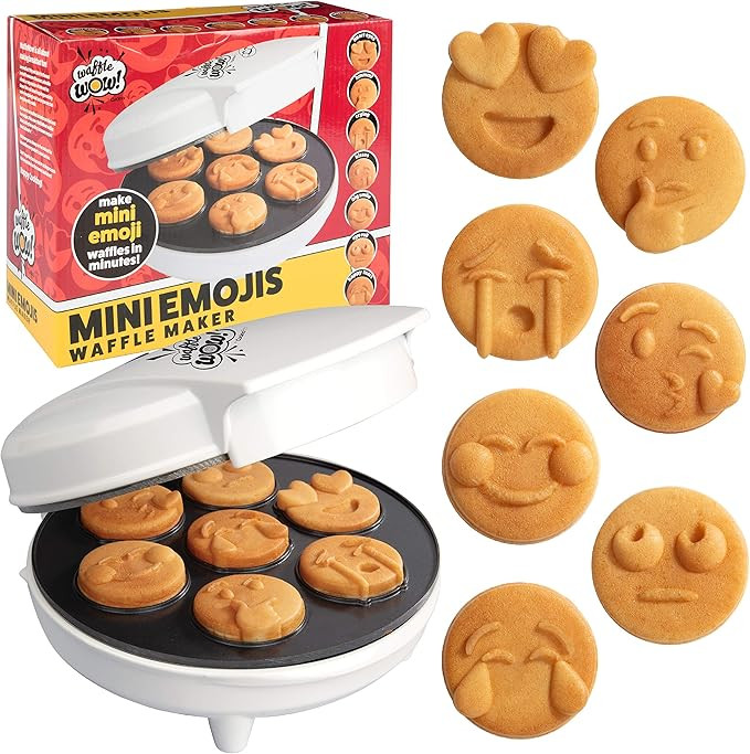 Valentines Day Mini Emojis Waffle Maker for Special Breakfast- 7 Unique Smiley Face Waffles Panca... | Amazon (US)