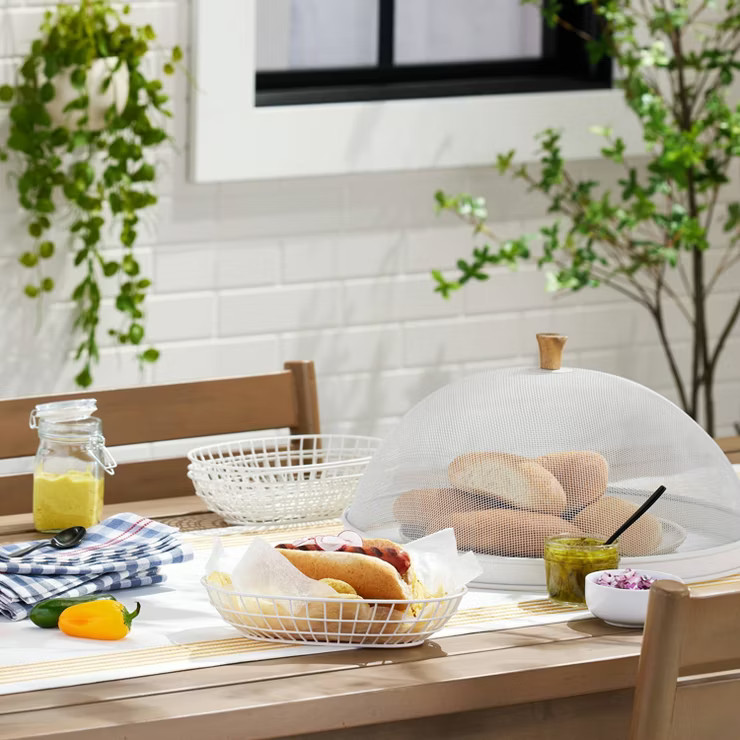 Metal Screen Food Dome with Wood Knob Cream/Brown - Hearth & Hand™ with Magnolia | Target