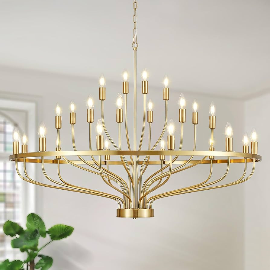 47.2" Modern Large Gold Chandelier Vintage 24-Lights Mid Century Modern Candle Style Chandeliers ... | Amazon (US)