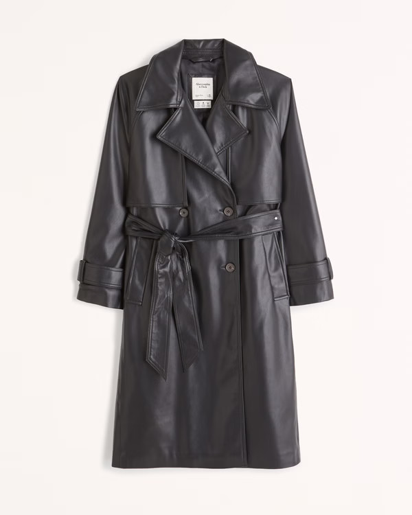 Women's Vegan Leather Trench Coat | Women's Coats & Jackets | Abercrombie.com | Abercrombie & Fitch (US)