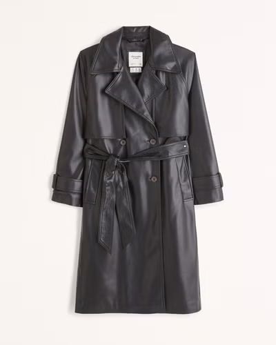 Women's Vegan Leather Trench Coat | Women's New Arrivals | Abercrombie.com | Abercrombie & Fitch (US)
