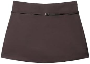Women's Zip Up Skort Low Rise Mini Skirt A Line Belted Shorts | Amazon (US)