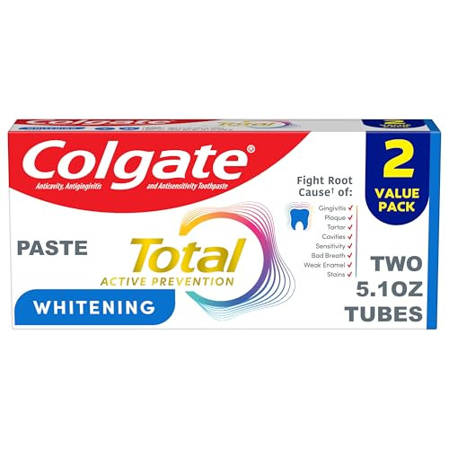 Colgate Total Whitening Fluoride Toothpaste, Mint, 2 Pack, 5.1 oz | Amazon (US)