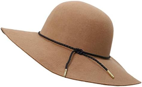 Bienvenu Women's Wide Brim Wool Ribbon Band Floppy Hat | Amazon (US)