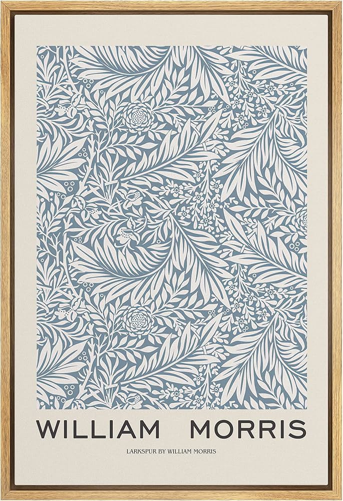 IDEA4WALL Framed Canvas Print Wall Art Larkspur Floral Flower Pattern by William Morris Historic ... | Amazon (US)