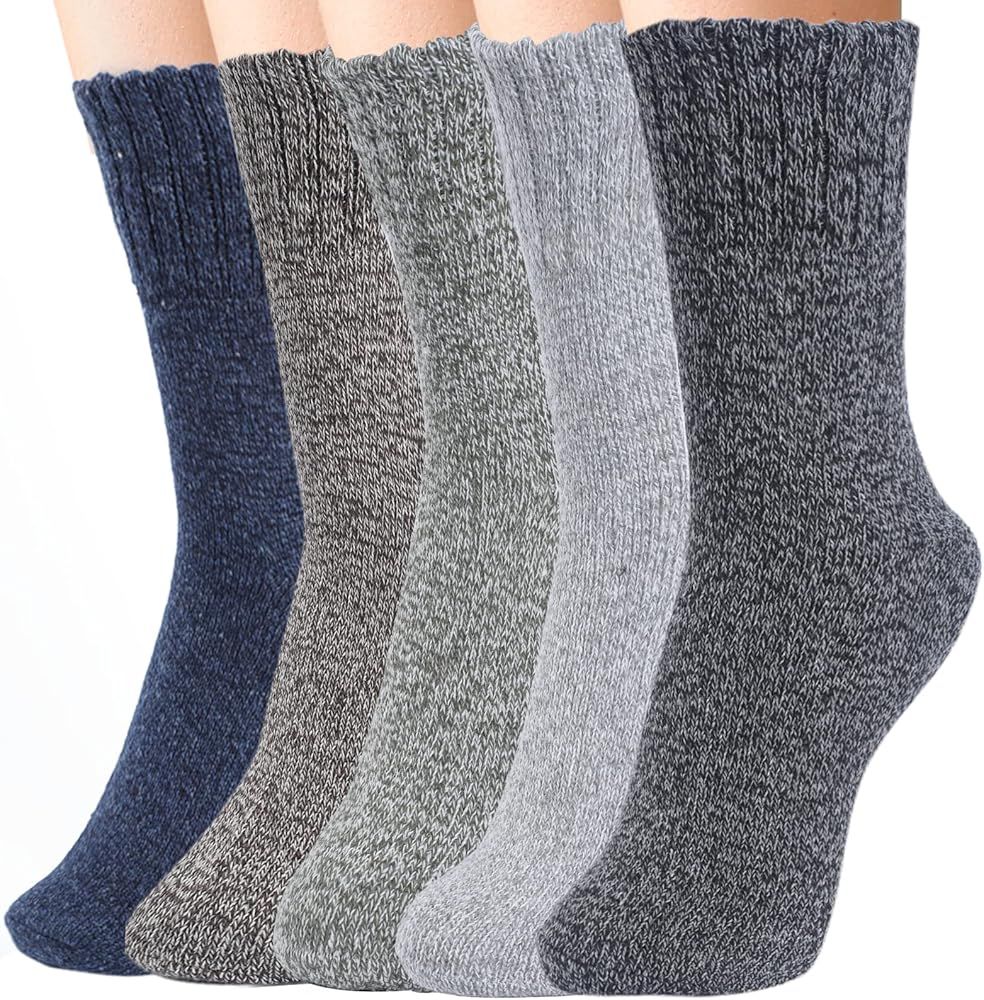 Mens Womens Wool Socks - 5 Pack Wool Socks for Women Men Winter Socks Warm Socks Thick Knit Wool Coz | Amazon (US)