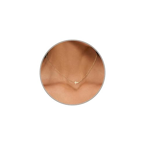 HERIER Sideways Cross Necklace for Women 14K Gold Plated Dainty Cute Cross Pendant Necklace Simple Gold Cross Necklaces Gold Jewelry for Women Trendy | Amazon (US)