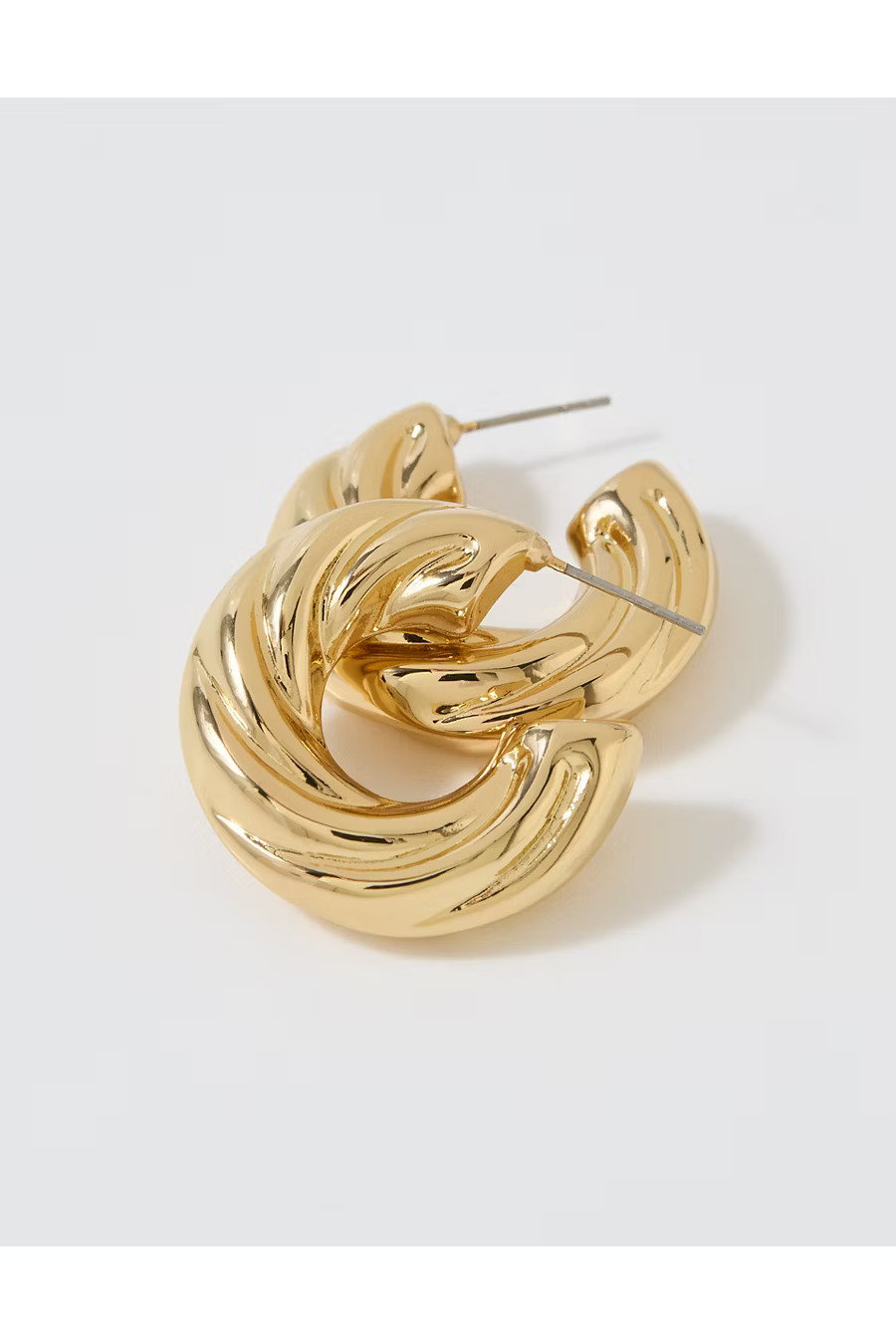 Aerie Chunky Croissant Hoop Earrings Women's Gold One Size | American Eagle Outfitters (US & CA)